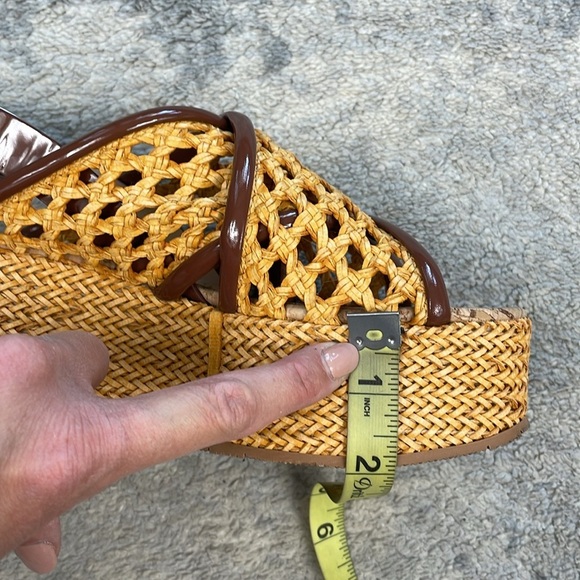 Casadei Marigold Woven Platform Chunky Sandals Designer Cork Footbed Sz 37 - Picture 14 of 16